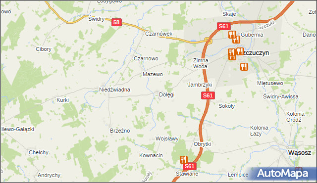 mapa Dołęgi, Dołęgi na mapie Targeo