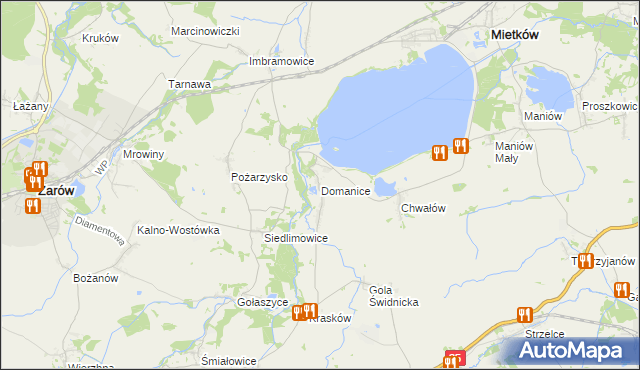 mapa Domanice gmina Mietków, Domanice gmina Mietków na mapie Targeo