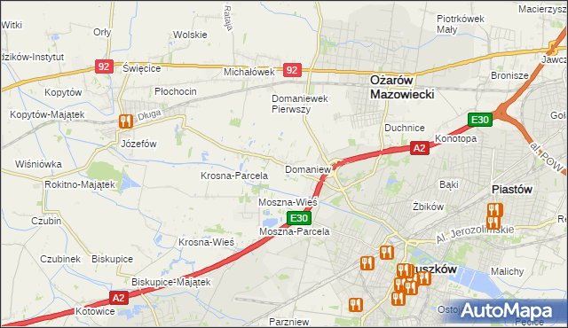 mapa Domaniew gmina Brwinów, Domaniew gmina Brwinów na mapie Targeo