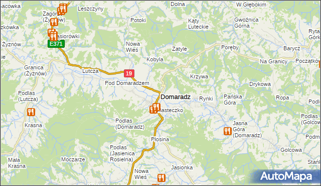 mapa Domaradz powiat brzozowski, Domaradz powiat brzozowski na mapie Targeo
