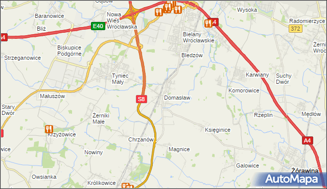 mapa Domasław, Domasław na mapie Targeo