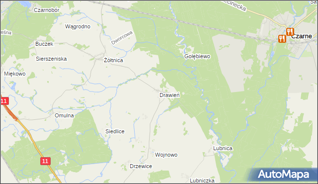 mapa Drawień, Drawień na mapie Targeo