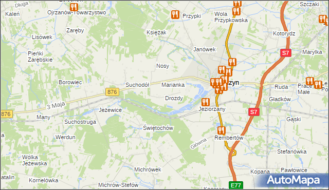 mapa Drozdy, Drozdy na mapie Targeo