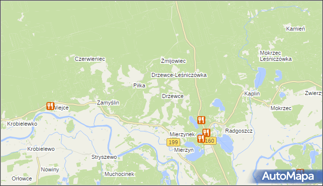mapa Drzewce gmina Międzychód, Drzewce gmina Międzychód na mapie Targeo