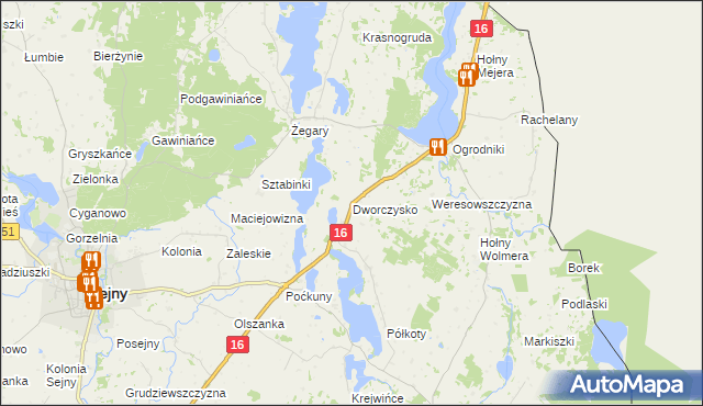 mapa Dworczysko gmina Sejny, Dworczysko gmina Sejny na mapie Targeo