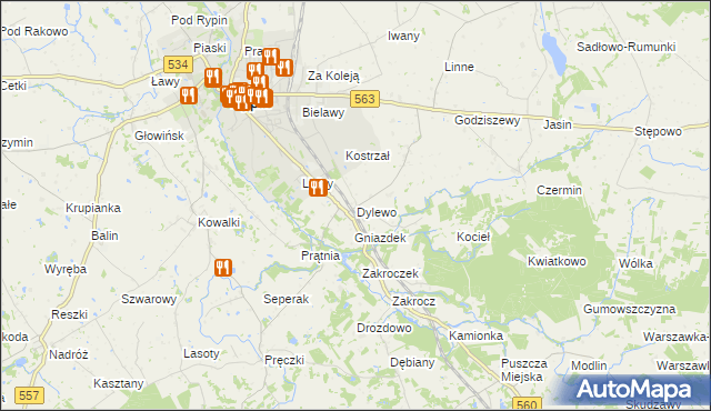 mapa Dylewo gmina Rypin, Dylewo gmina Rypin na mapie Targeo