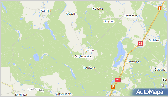 mapa Dyszno, Dyszno na mapie Targeo