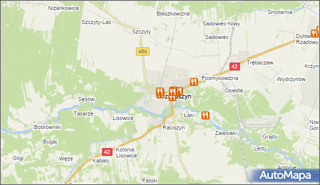 mapa Działoszyn powiat pajęczański, Działoszyn powiat pajęczański na mapie Targeo