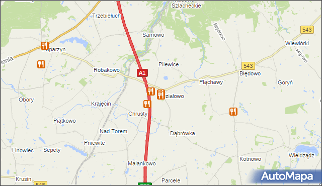 mapa Działowo, Działowo na mapie Targeo