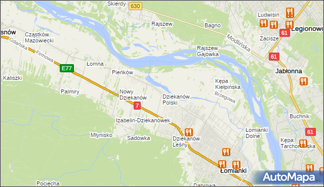 mapa Dziekanów Polski, Dziekanów Polski na mapie Targeo