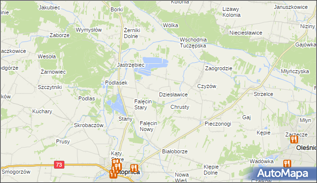 mapa Dziesławice gmina Stopnica, Dziesławice gmina Stopnica na mapie Targeo