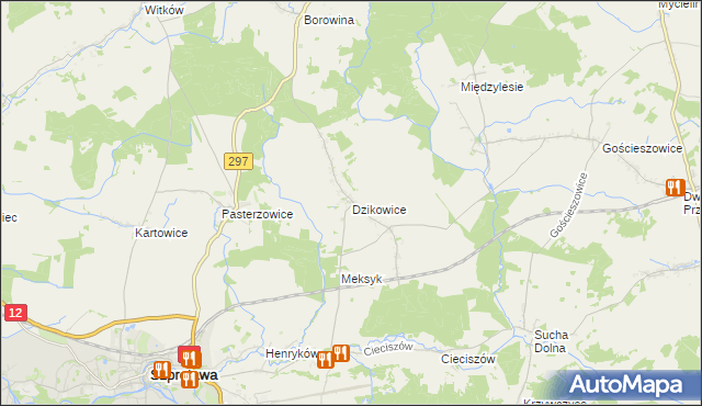 mapa Dzikowice, Dzikowice na mapie Targeo