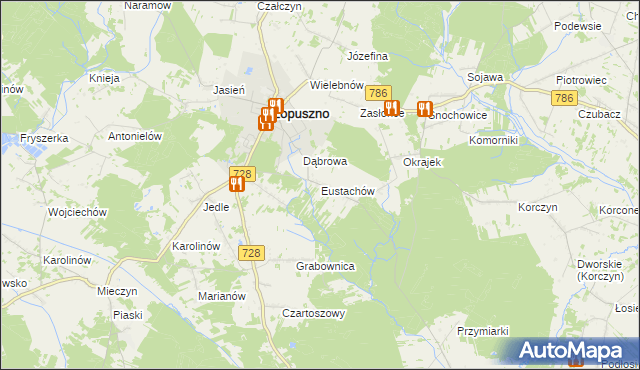 mapa Eustachów, Eustachów na mapie Targeo