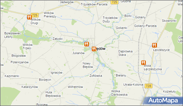 mapa Fabianów gmina Błędów, Fabianów gmina Błędów na mapie Targeo