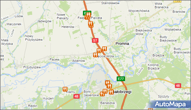 mapa Falęcice, Falęcice na mapie Targeo