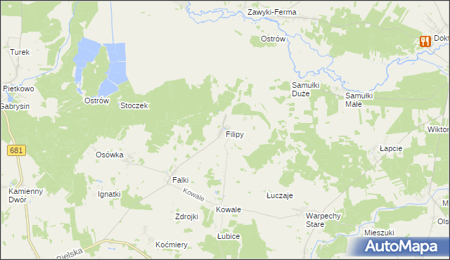 mapa Filipy gmina Wyszki, Filipy gmina Wyszki na mapie Targeo