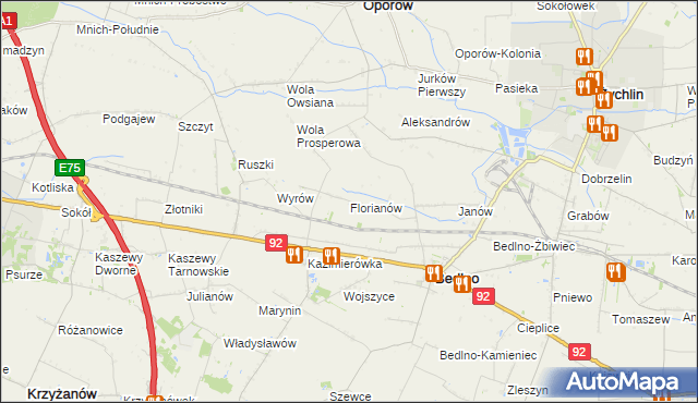 mapa Florianów gmina Bedlno, Florianów gmina Bedlno na mapie Targeo