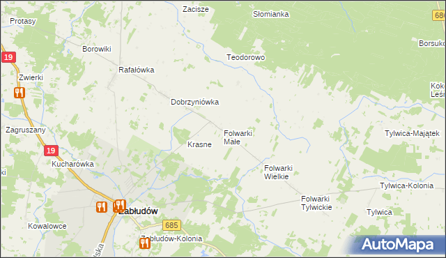 mapa Folwarki Małe, Folwarki Małe na mapie Targeo