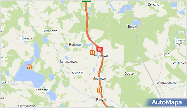 mapa Frąknowo, Frąknowo na mapie Targeo