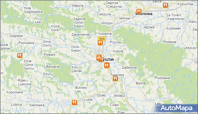 mapa Frysztak, Frysztak na mapie Targeo