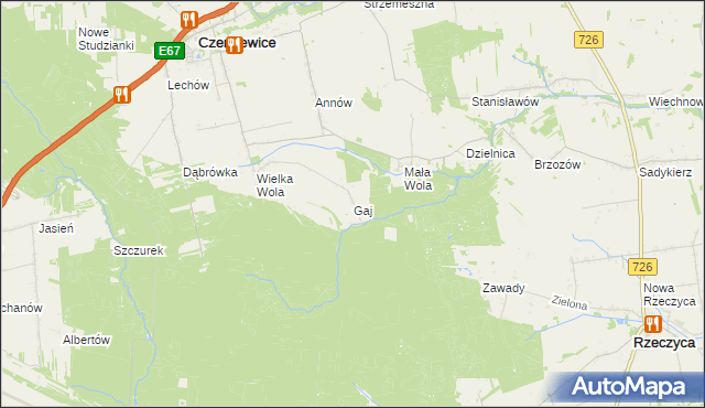 mapa Gaj gmina Czerniewice, Gaj gmina Czerniewice na mapie Targeo