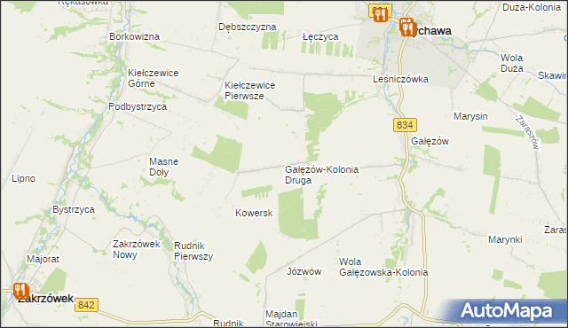 mapa Gałęzów-Kolonia Druga, Gałęzów-Kolonia Druga na mapie Targeo