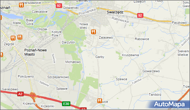 mapa Garby gmina Swarzędz, Garby gmina Swarzędz na mapie Targeo