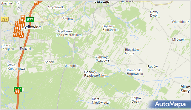 mapa Gąsawy Rządowe, Gąsawy Rządowe na mapie Targeo