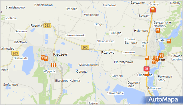 mapa Genowefa gmina Kleczew, Genowefa gmina Kleczew na mapie Targeo