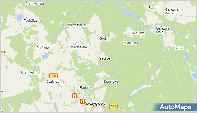 mapa Gęślice, Gęślice na mapie Targeo