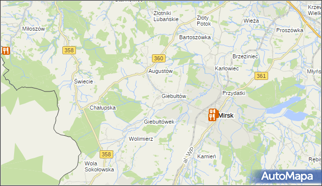mapa Giebułtów gmina Mirsk, Giebułtów gmina Mirsk na mapie Targeo