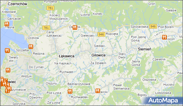 mapa Gilowice powiat żywiecki, Gilowice powiat żywiecki na mapie Targeo