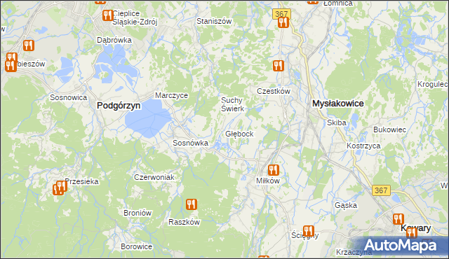 mapa Głębock gmina Podgórzyn, Głębock gmina Podgórzyn na mapie Targeo