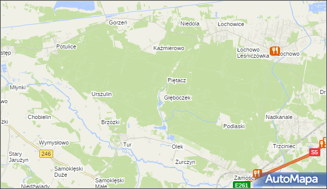 mapa Głęboczek gmina Szubin, Głęboczek gmina Szubin na mapie Targeo