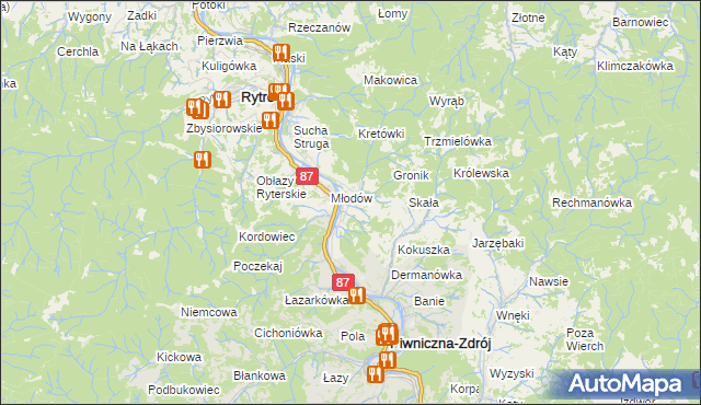 mapa Głębokie gmina Piwniczna-Zdrój, Głębokie gmina Piwniczna-Zdrój na mapie Targeo