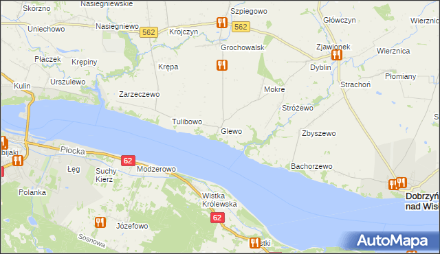 mapa Glewo gmina Dobrzyń nad Wisłą, Glewo gmina Dobrzyń nad Wisłą na mapie Targeo