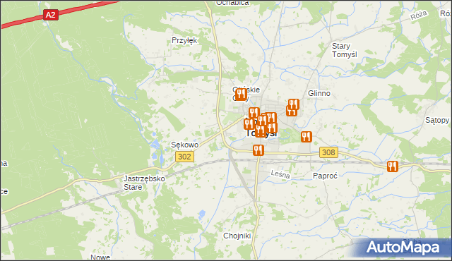 mapa Glinno gmina Nowy Tomyśl, Glinno gmina Nowy Tomyśl na mapie Targeo