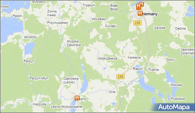 mapa Główczewice, Główczewice na mapie Targeo