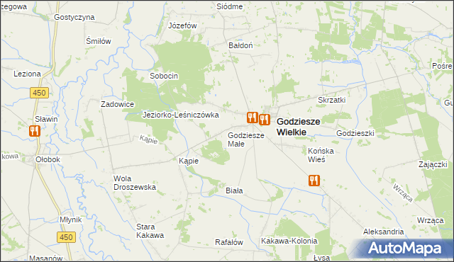 mapa Godziesze Małe, Godziesze Małe na mapie Targeo