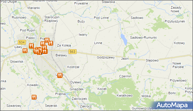 mapa Godziszewy, Godziszewy na mapie Targeo