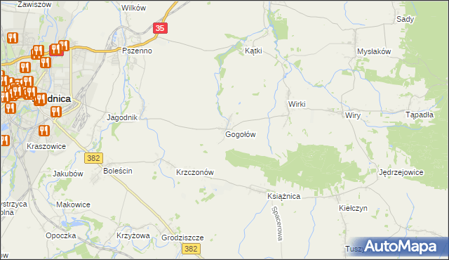 mapa Gogołów gmina Świdnica, Gogołów gmina Świdnica na mapie Targeo