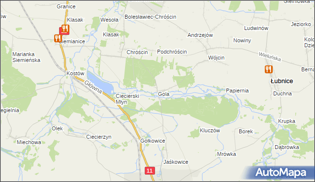 mapa Gola gmina Bolesławiec, Gola gmina Bolesławiec na mapie Targeo