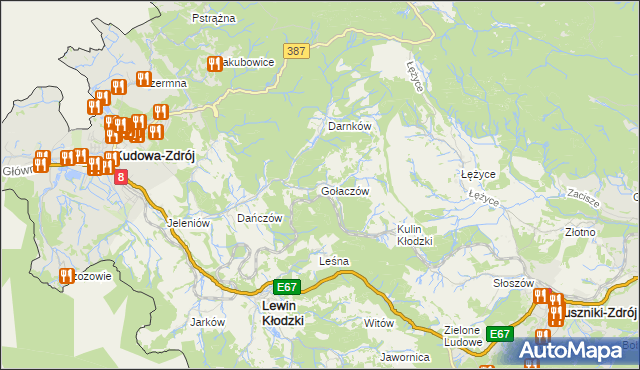 mapa Gołaczów, Gołaczów na mapie Targeo