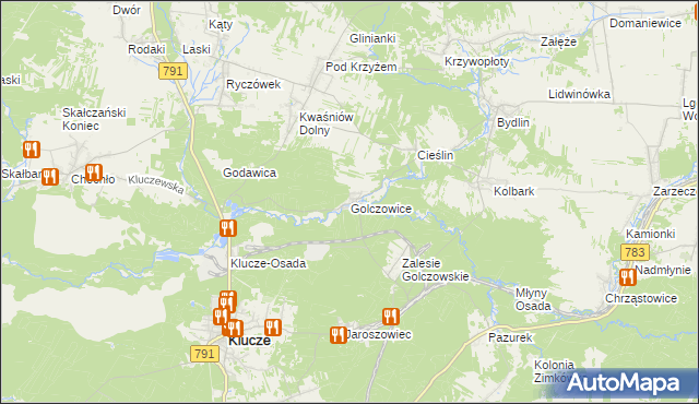 mapa Golczowice gmina Klucze, Golczowice gmina Klucze na mapie Targeo