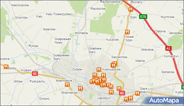 mapa Gołębiew Nowy, Gołębiew Nowy na mapie Targeo