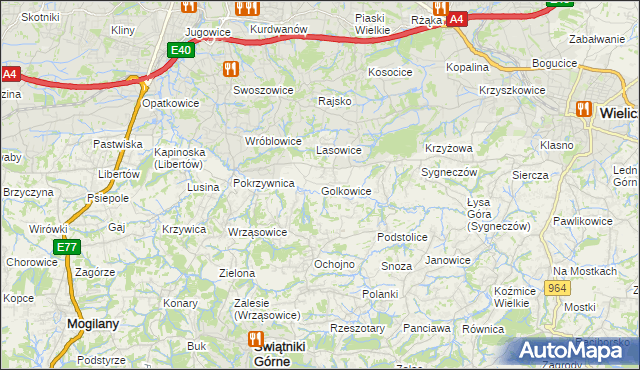 mapa Golkowice, Golkowice na mapie Targeo