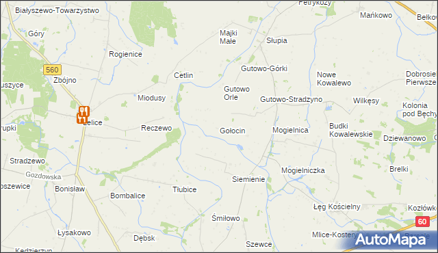 mapa Gołocin, Gołocin na mapie Targeo