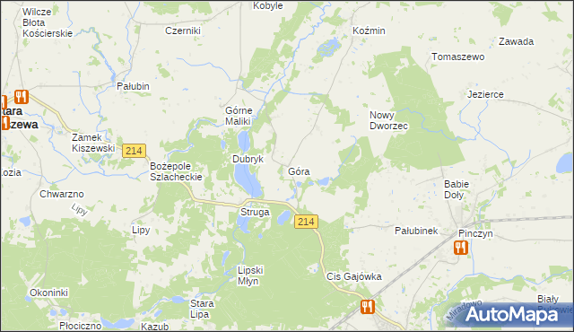 mapa Góra gmina Stara Kiszewa, Góra gmina Stara Kiszewa na mapie Targeo