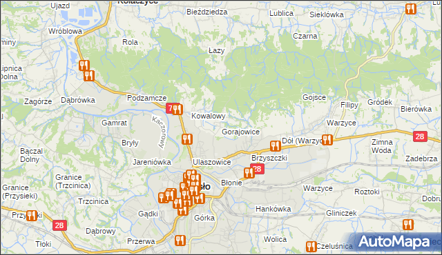 mapa Gorajowice, Gorajowice na mapie Targeo