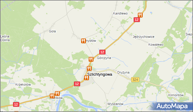 mapa Górczyna gmina Szlichtyngowa, Górczyna gmina Szlichtyngowa na mapie Targeo